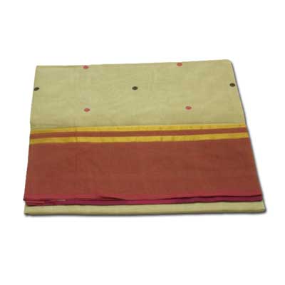 "Village Cotton saree with Thread petu contrast border Buta -SLSM-77 - Click here to View more details about this Product